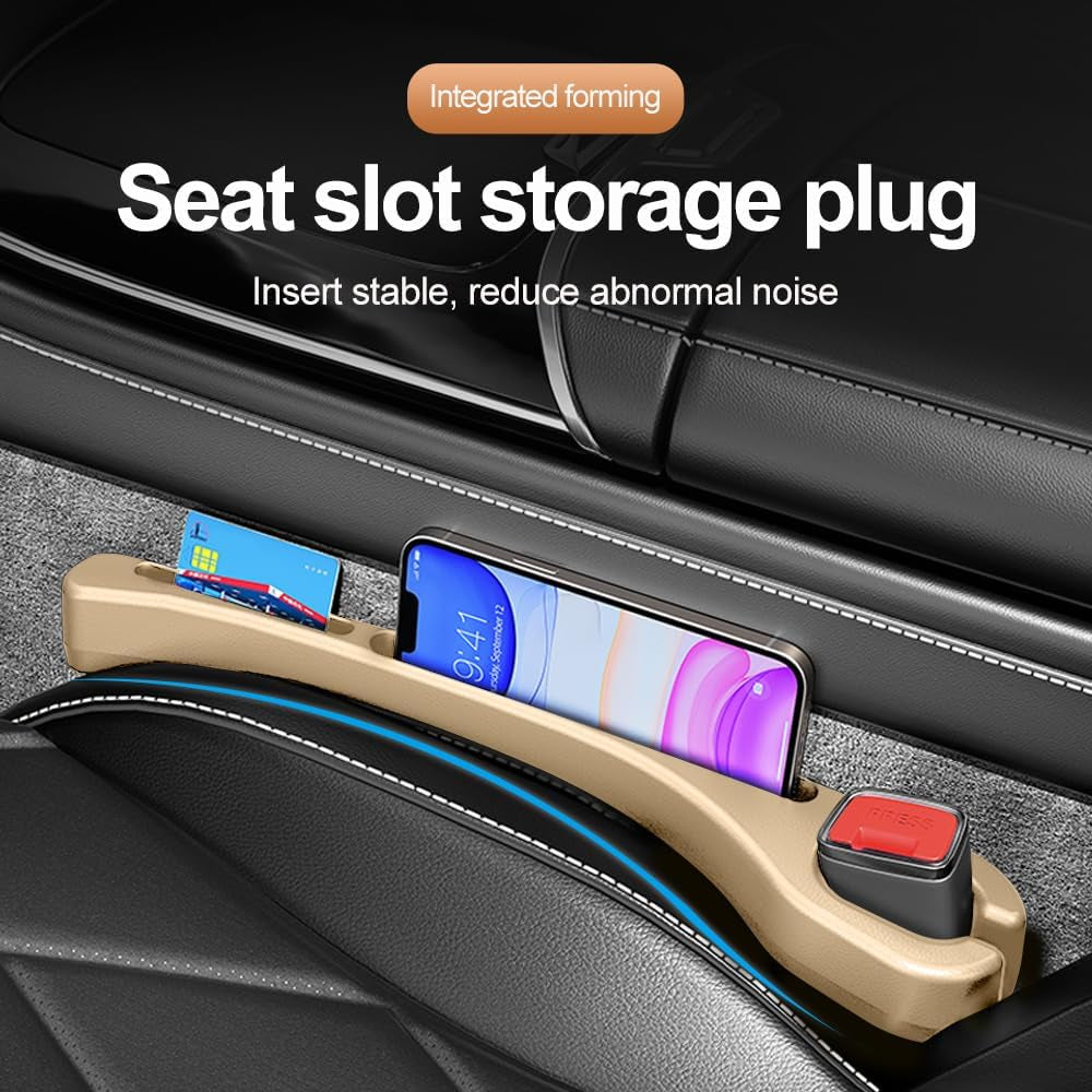 2PCS Car Seat Gap Filler Organizer,Upgrade Car Side Seat Gap Filler with Phone Holder,Multifunctional Car Seat Filler Gap Space Prevents Things Dropping for Cars,Suvs (Beige) | Essentials