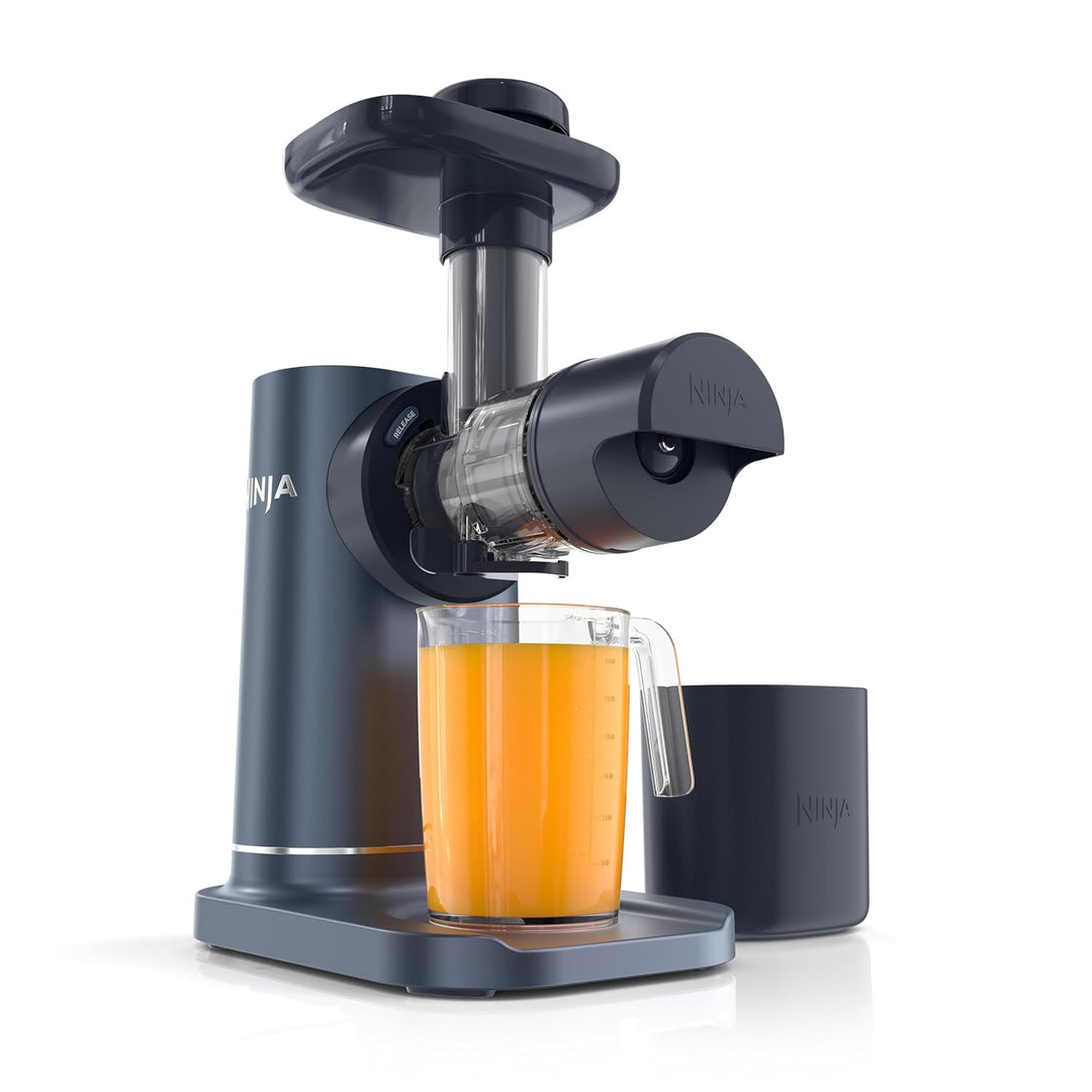 Ninja Neverclog Cold Press Juicer - High-Performance Electric Slow Masticating Juicer with Pulp Control, XL Capacity, 24 oz Juice Jug, 36 oz Pulp Container, Dishwasher Safe, Navy, 150W, Model JC151NV | Essentials