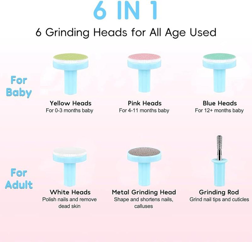 Christmas Baby Nail Trimmer Electric, 14 in 1 Baby Nail Clippers, Baby Nail File Electric with LED Light, Baby Grooming Kit Manicure Set with 12 Grinding Heads