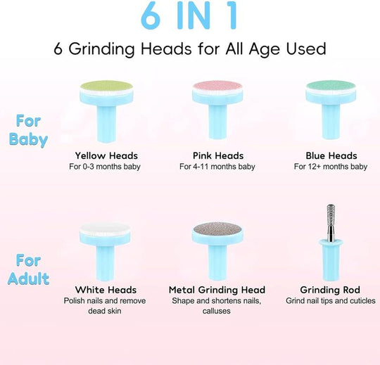 Christmas Baby Nail Trimmer Electric, 14 in 1 Baby Nail Clippers, Baby Nail File Electric with LED Light, Baby Grooming Kit Manicure Set with 12 Grinding Heads