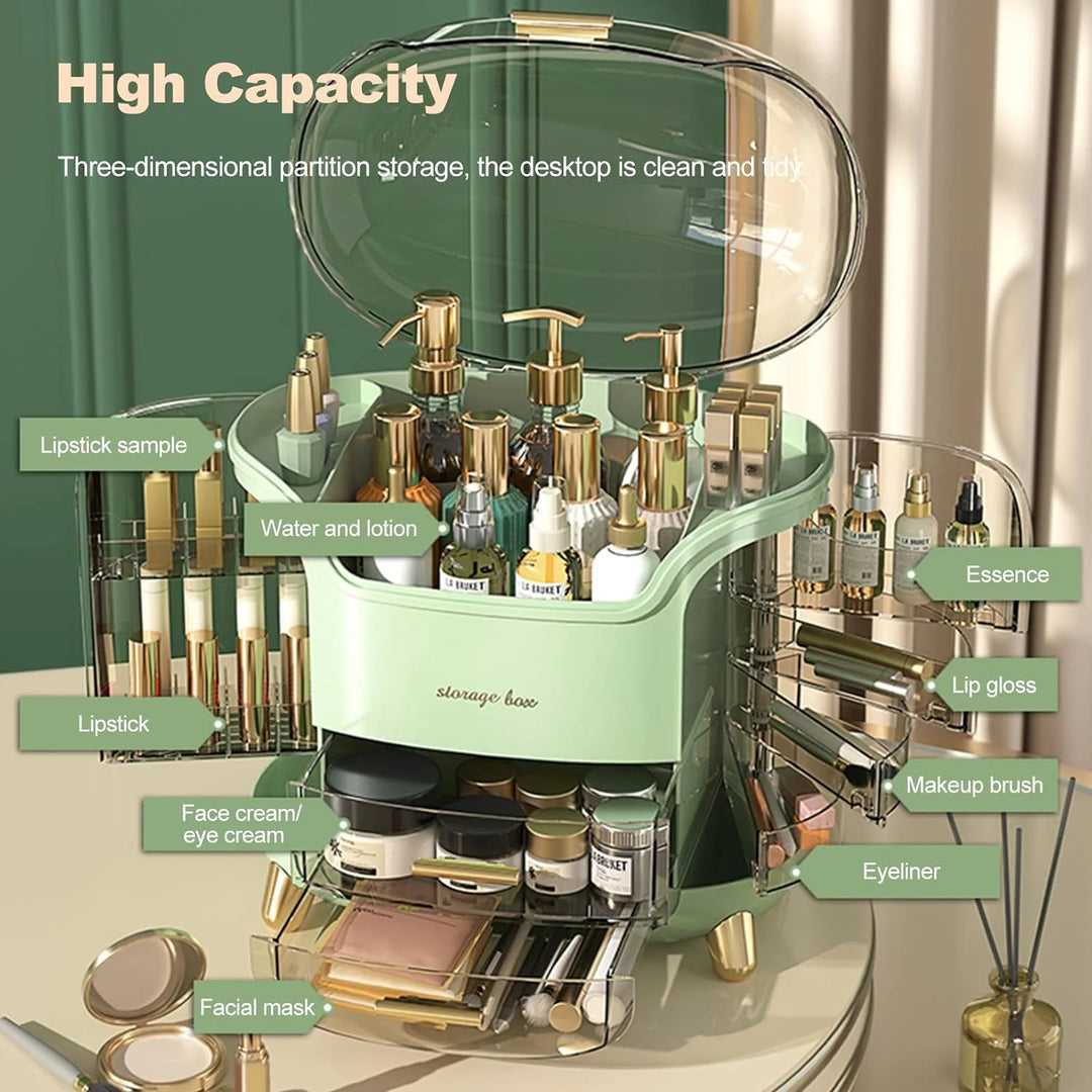 Makeup Organizer, Large Capacity Cosmetic Storage, Makeup Storage Box, Portable Vanity Cosmetics Bathroom Storage