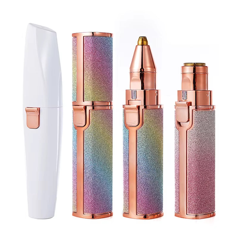 2 in 1 Rechargeable Epilator Electric Eyebrow Trimmer Female Body Facial Lipstick Shape Hair Removal Mini Painless Razor Shaver | Buy now at Essentials Online Store