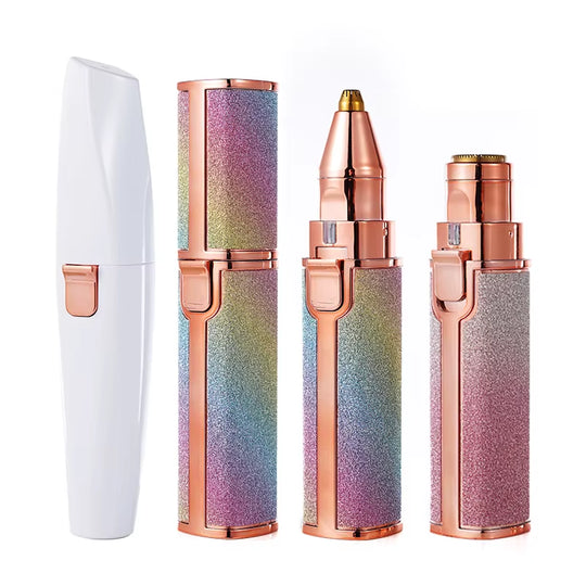 2 in 1 Rechargeable Epilator Electric Eyebrow Trimmer Female Body Facial Lipstick Shape Hair Removal Mini Painless Razor Shaver | Buy now at Essentials Online Store