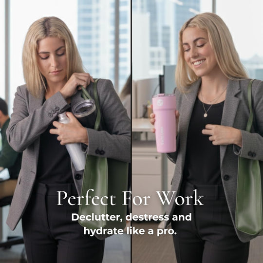 2-In-1 Hot & Cold Vacuum Insulated 30Oz Tumblers, Stainless Steel Dual Chamber, Leak-Proof, Bpa-Free, Fits Cup Holder, Travel Coffee Mug, Split Cup, 2 Drink, 2 Sides, Coffee & Water (Harper White) | Essentials Online Storen