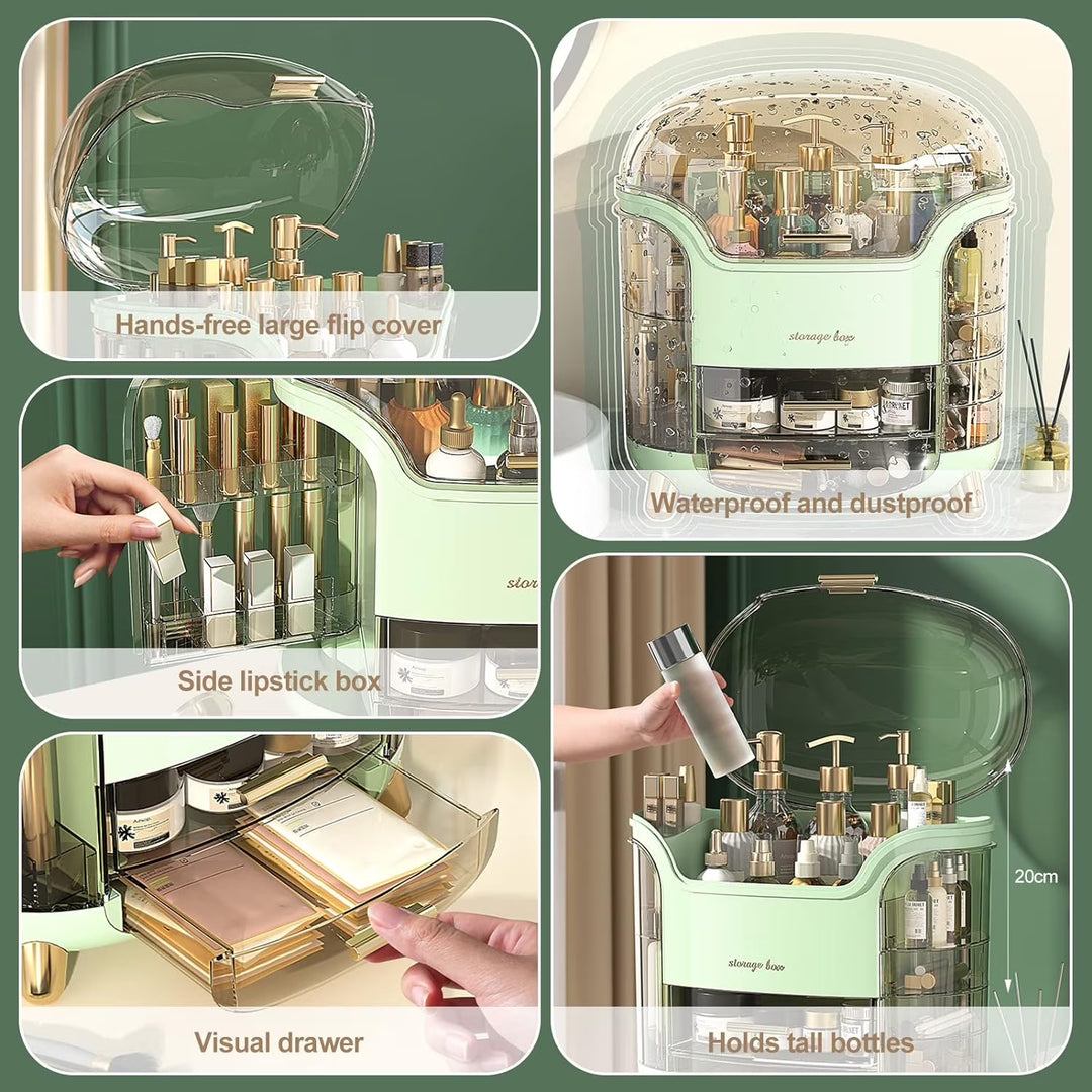 Makeup Organizer, Large Capacity Cosmetic Storage, Makeup Storage Box, Portable Vanity Cosmetics Bathroom Storage