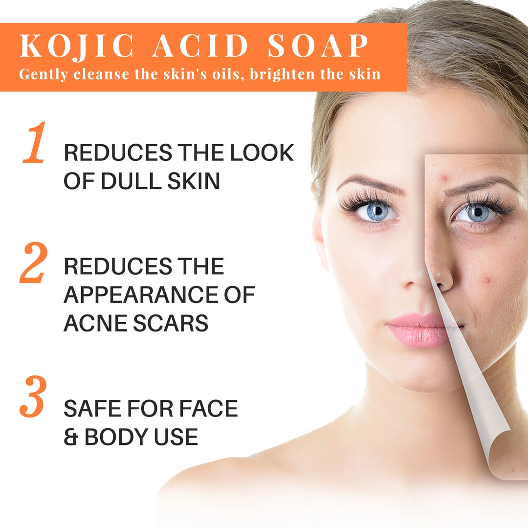 Kojic Acid Glow Soap Facial Deep Cleaning Even Skin Tone Skin Lightening Soap Oil Control Moisturizing Skin Care 65G X2