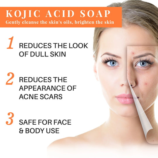 Kojic Acid Glow Soap Facial Deep Cleaning Even Skin Tone Skin Lightening Soap Oil Control Moisturizing Skin Care 65G X2