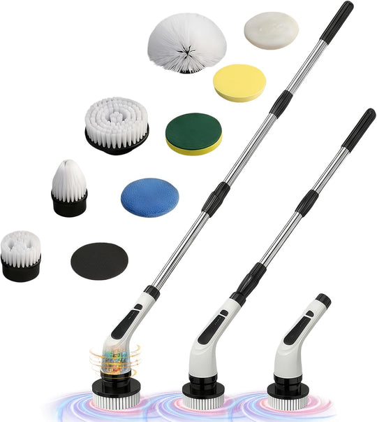 Versatile Ditch the Scrubbing! Long Handle Shower Scrubber Comes with 9 Replaceable Heads & Efficient 2 Speed Cordless Brush for Maximum Effect Long Battery Life! | Essentials Online Store