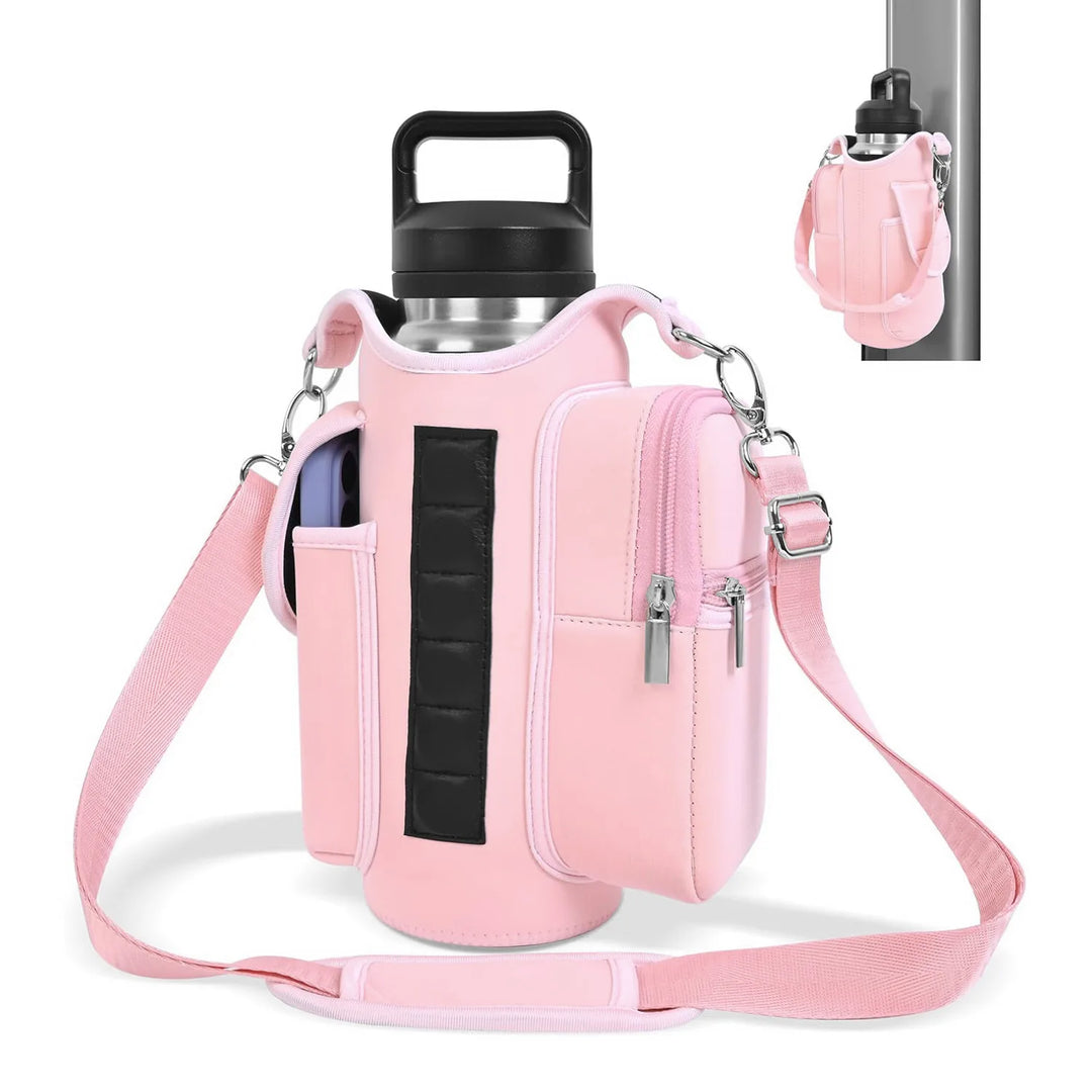 Magnetic Gym Bag Water Bottle Carrier Holder with Adjustable Shoulder Strap, 40Oz Magnets Magnetic Gym Bag Bottle Pouch Sling | Essentials