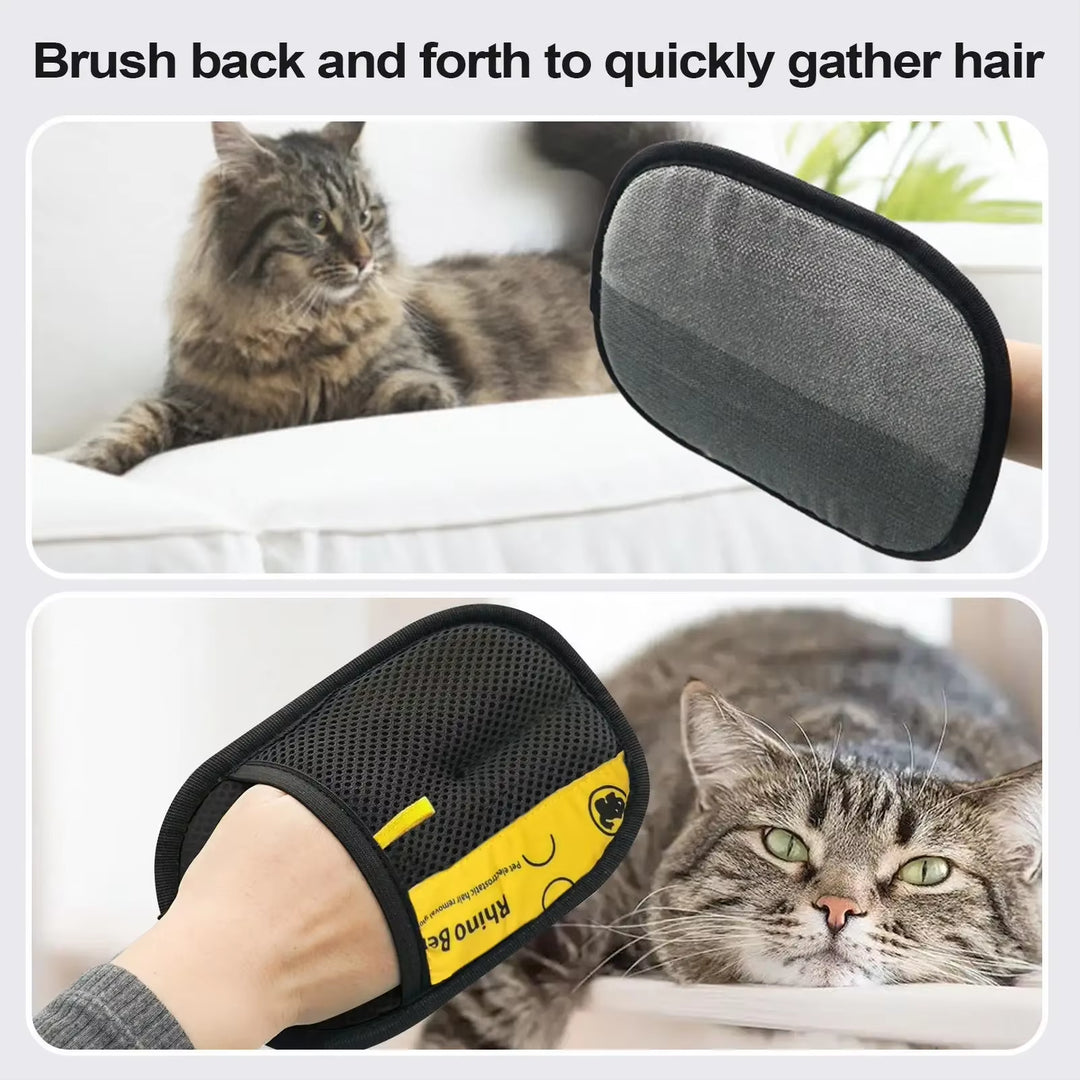 Cat Grooming Gloves – 2-Pack Electrostatic Pet Hair Remover Brush, Double-Sided for Cats & Dogs + Furniture Cleaning | Essentials