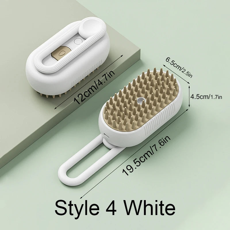 Steamy Brush Electric Spray Cat Hair Brush 3In1 Pet Hair Removal Tool 360° Rotating Handle Silicone Multifunctional Massage Comb | Essentials