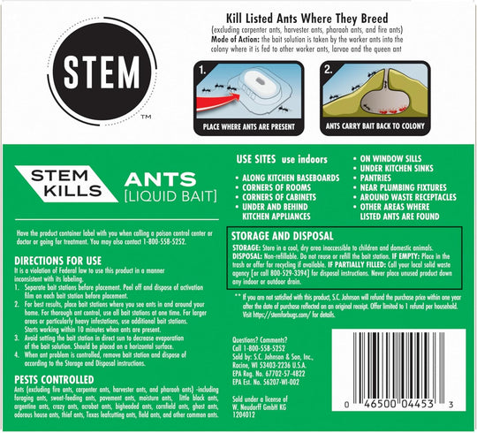 Liquid Ant Baits, Kills the Queen and Colony, for Indoor Use, 12 Spill Proof Bait Stations