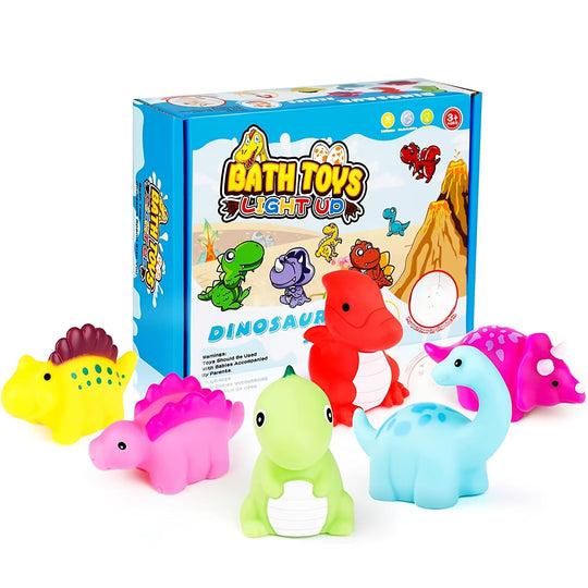 1/6Pcs Dinosaur Baby Bath Toys Light-Up Floating Bath Toys Set for Boys Girls Children Preschool Bathtub Bathroom Toy | Essentials Online Store