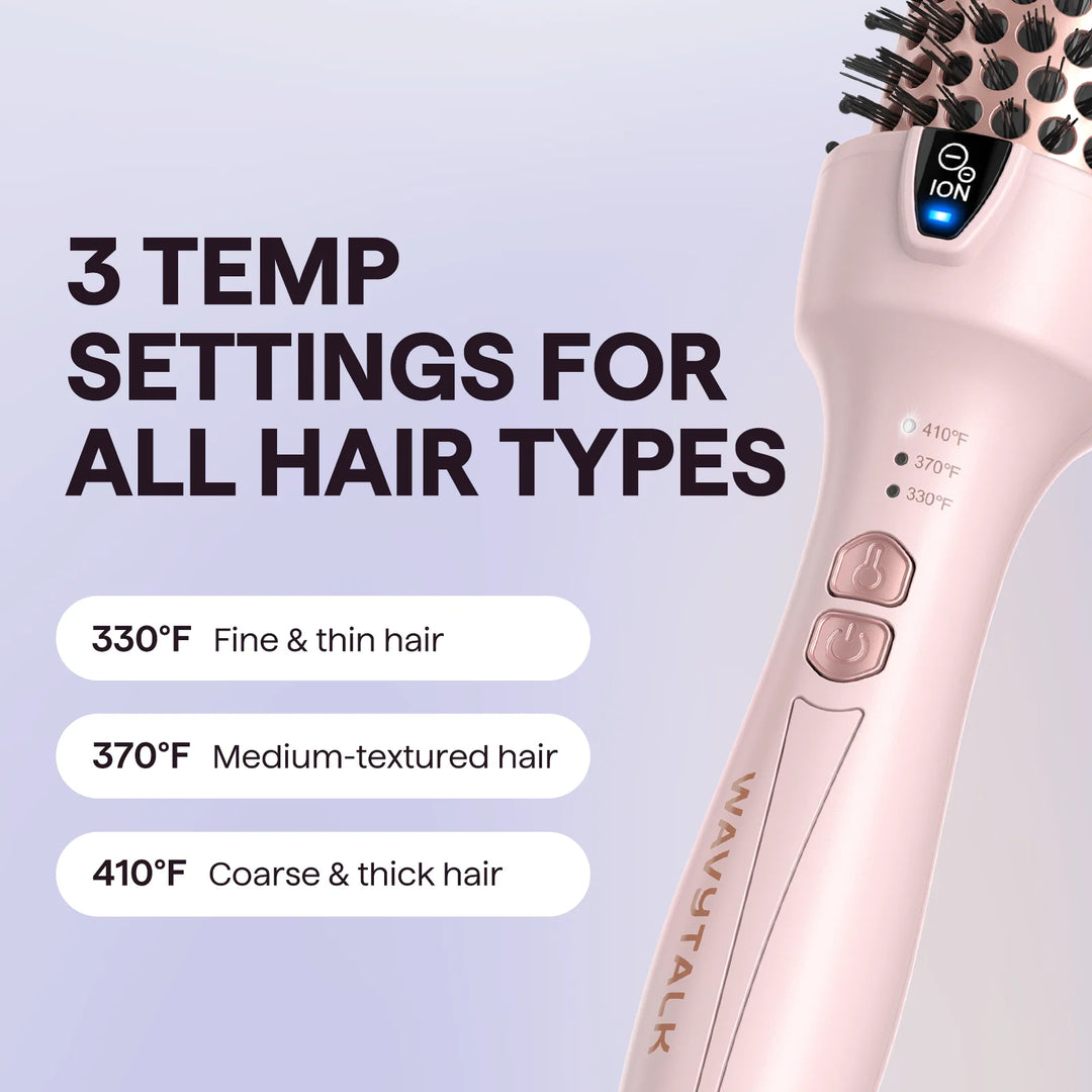 Wavytalk Thermal Brush for Blowout – 1.5 Inch Ionic Heated Nylon Brush for Natural Curls & Waves, Pink | Essentials