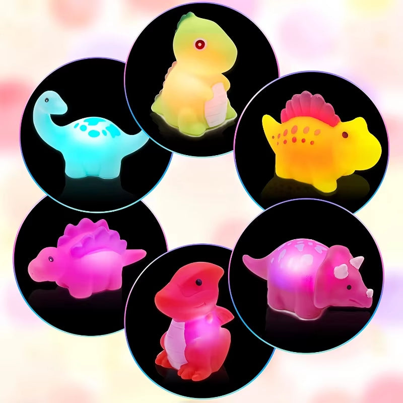 1/6Pcs Dinosaur Baby Bath Toys Light-Up Floating Bath Toys Set for Boys Girls Children Preschool Bathtub Bathroom Toy | Essentials Online Store