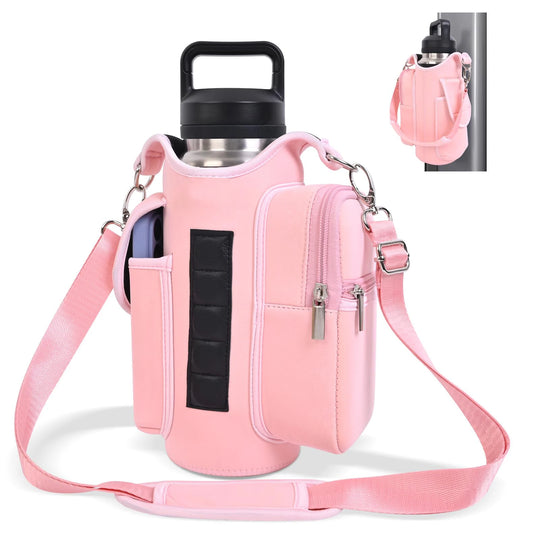 Magnetic Gym Bag Water Bottle Carrier Holder with Adjustable Shoulder Strap, 40Oz Magnets Magnetic Gym Bag Bottle Pouch Sling | Essentials