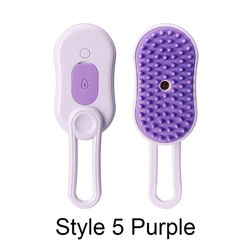 Steamy Brush Electric Spray Cat Hair Brush 3In1 Pet Hair Removal Tool 360° Rotating Handle Silicone Multifunctional Massage Comb | Essentials