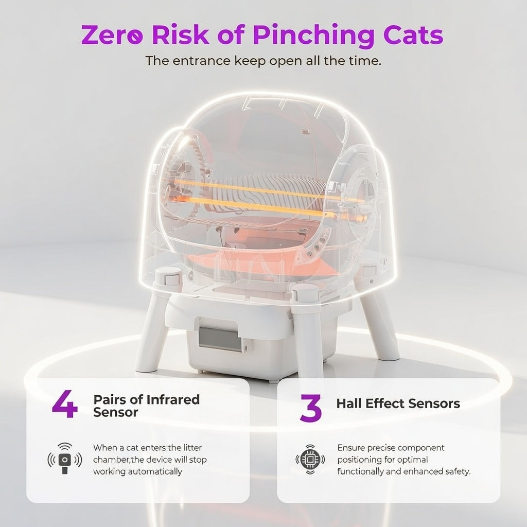 Automatic Self-Cleaning Cat Litter Box – Open-Top Design with Safety Sensors, Odor Control & Easy Waste Disposal | Essentials