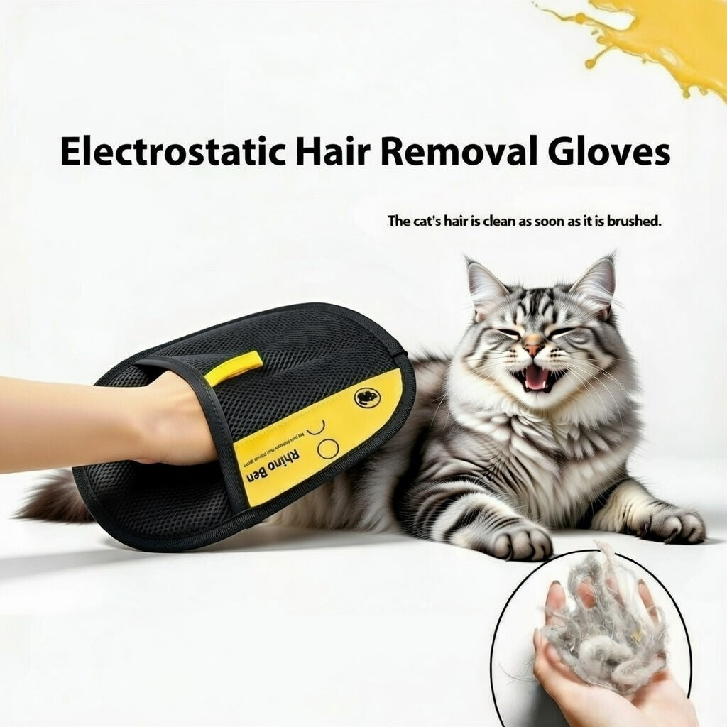 Cat Grooming Gloves – 2-Pack Electrostatic Pet Hair Remover Brush, Double-Sided for Cats & Dogs + Furniture Cleaning | Essentials