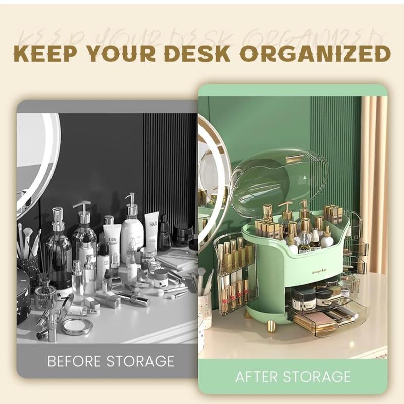 Makeup Organizer, Large Capacity Cosmetic Storage, Makeup Storage Box, Portable Vanity Cosmetics Bathroom Storage