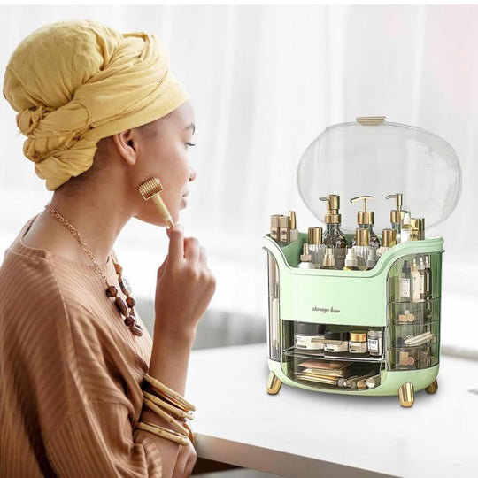 Makeup Organizer, Large Capacity Cosmetic Storage, Makeup Storage Box, Portable Vanity Cosmetics Bathroom Storage