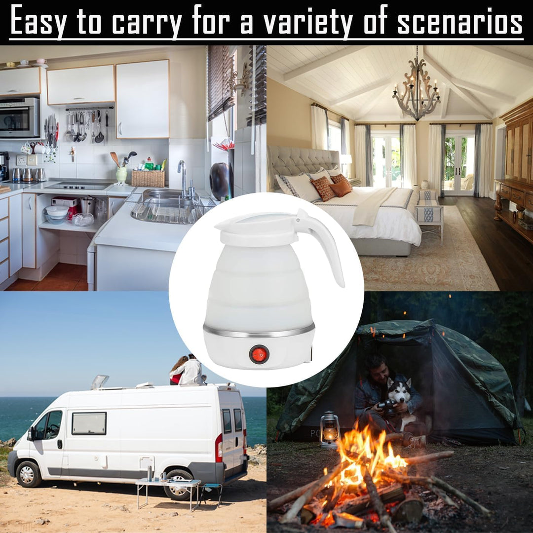 Travel Kettle Small Foldable Portable Kettle,Silicone Collapsible Tea Pot for Camping,Easy for Storage (White1) | Essentials Online Store