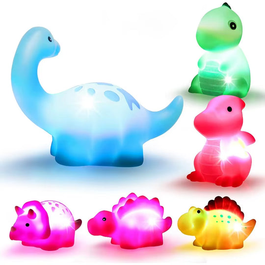1/6Pcs Dinosaur Baby Bath Toys Light-Up Floating Bath Toys Set for Boys Girls Children Preschool Bathtub Bathroom Toy | Essentials Online Store