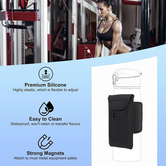 Universal Water Bottle Elastic Sleeve Reusable Gym Accessories Elastic Magnetic Gym Bag Waterproof Water Bottle Pockets | Essentials