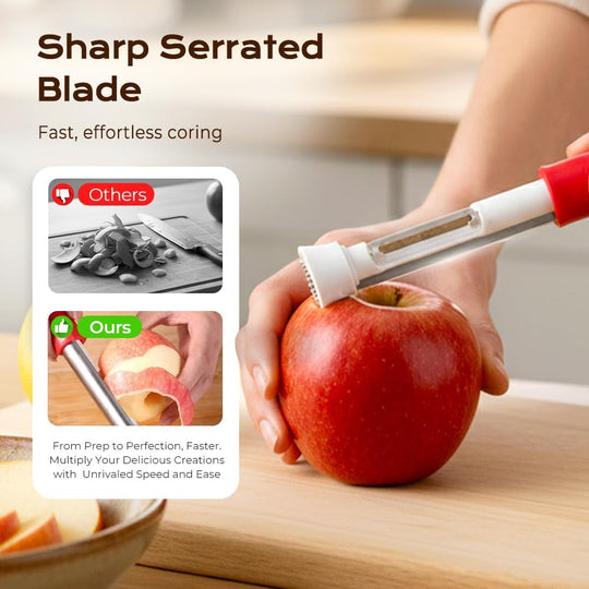 2-in-1 Telescopic Fruit Corer & Peeler – Stainless Steel Apple Core Remover for Apples, Pears & Potatoes | Essentials