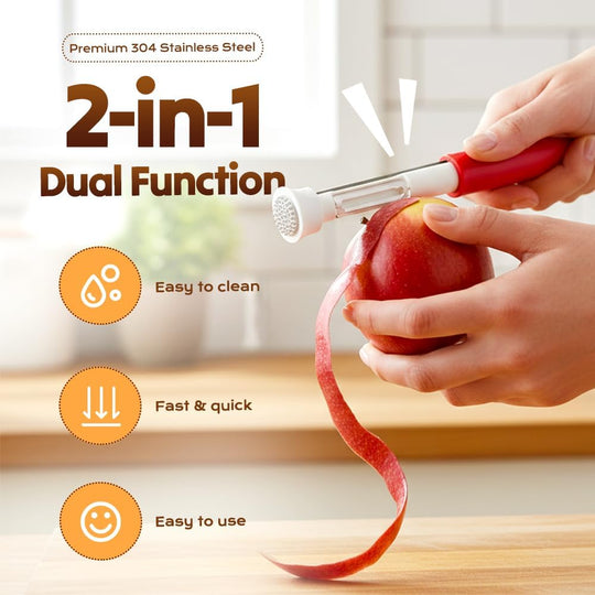 2-in-1 Telescopic Fruit Corer & Peeler – Stainless Steel Apple Core Remover for Apples, Pears & Potatoes | Essentials
