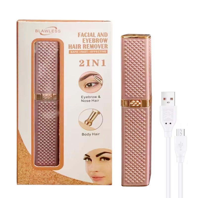 2 in 1 Women'S Electric Epilator USB Charging Portable Hair Remover Bikini Painless Shaver for Women Body Facial Eyebrow Trimmer | Essentials online  store