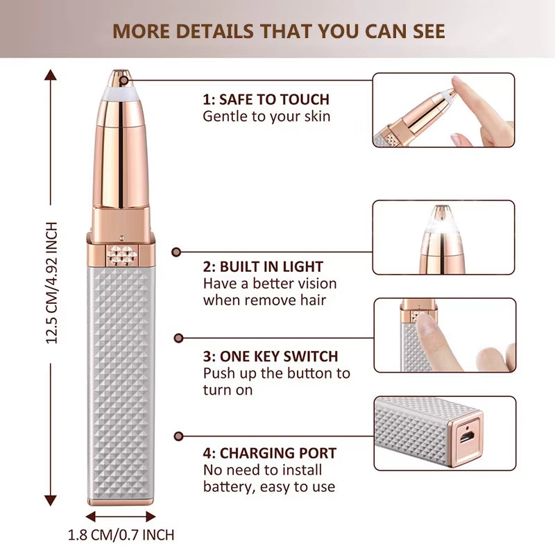2 in 1 Women'S Electric Epilator USB Charging Portable Hair Remover Bikini Painless Shaver for Women Body Facial Eyebrow Trimmer | Essentials online  store