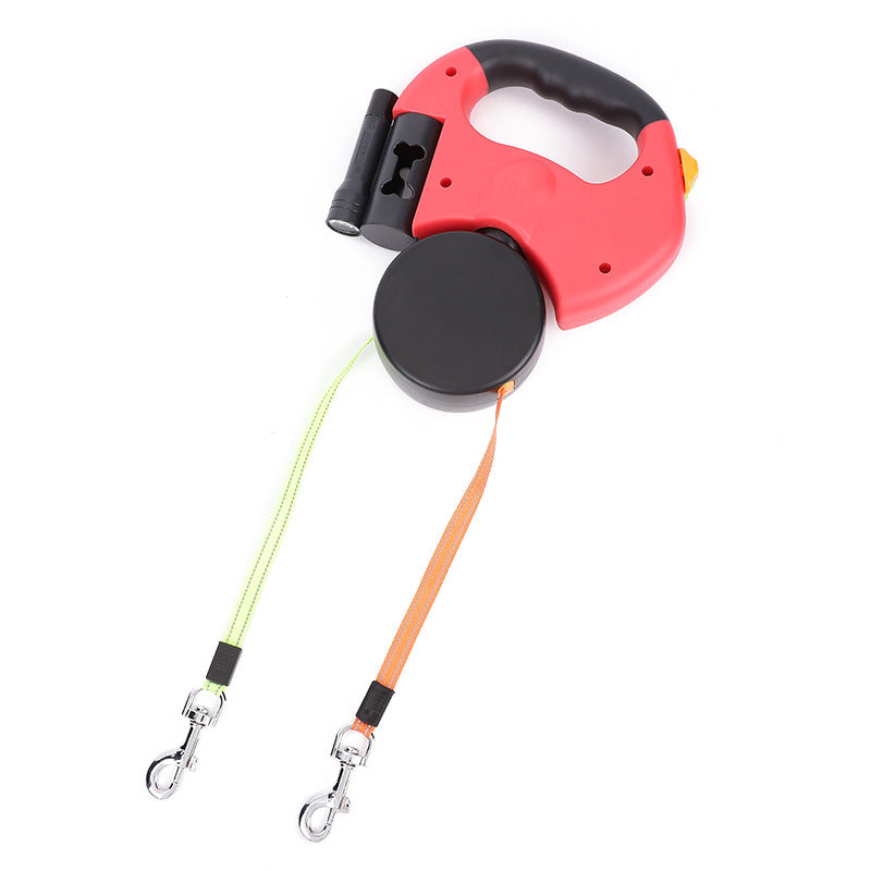 Retractable Dog Leash for Small Dogs Reflective Dual Pet Leash Lead 360 Swivel No Double Dog Walking Leash with Lights Pet Products | Essentials Online Store 
