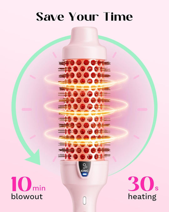 Wavytalk Thermal Brush for Blowout – 1.5 Inch Ionic Heated Nylon Brush for Natural Curls & Waves, Pink | Essentials