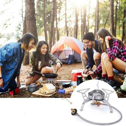 Outdoor Foldable Gas Stove with Wind Deflector, Portable Stove for Outdoor Hiking, Camping, Fishing, Picnic, Outdoor Camping Kitchenware