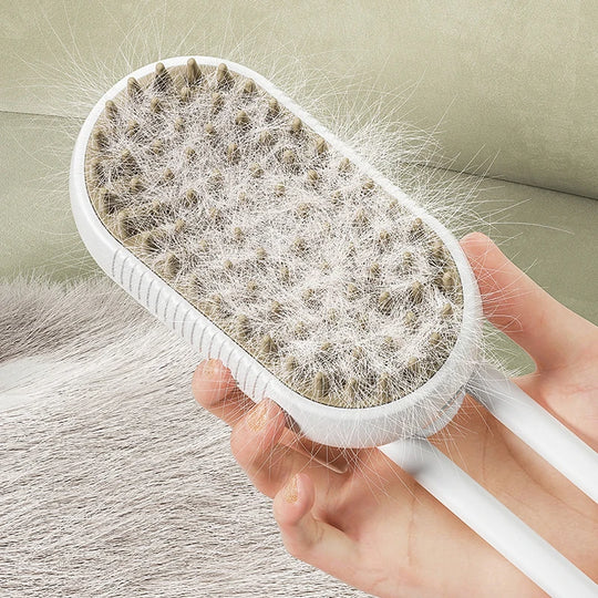 Steamy Brush Electric Spray Cat Hair Brush 3In1 Pet Hair Removal Tool 360° Rotating Handle Silicone Multifunctional Massage Comb | Essentials