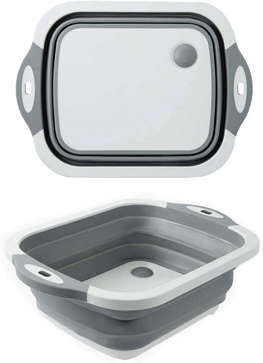 Collapsible Washing Bowl, Multi Function Bowl Drying Rack, Portable Cutting Board, Retractable Drain Washing Basket Basin Vegetable Fruit Tray for for Camping, Picnic, Kitchen | Essentials