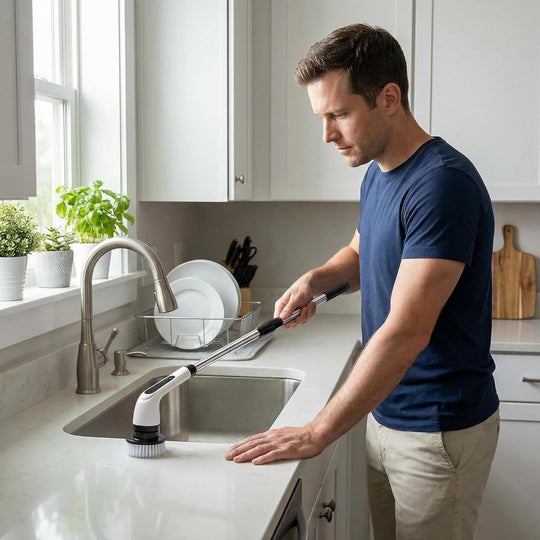 Versatile Ditch the Scrubbing! Long Handle Shower Scrubber Comes with 9 Replaceable Heads & Efficient 2 Speed Cordless Brush for Maximum Effect Long Battery Life! | Essentials Online Store