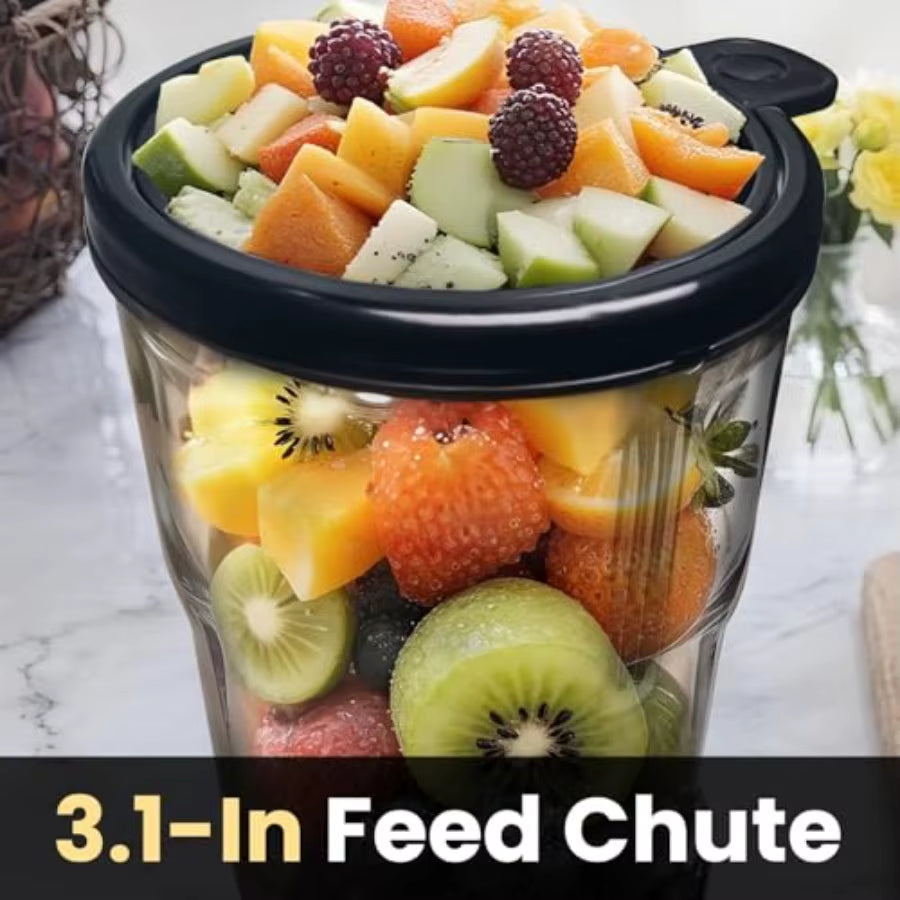 Cold Press Masticating Juicer - 150W Slow Juicer for High Yield Fresh Vegetable and Fruit Juice, 3.1 Inch Feed Chute | Essentials