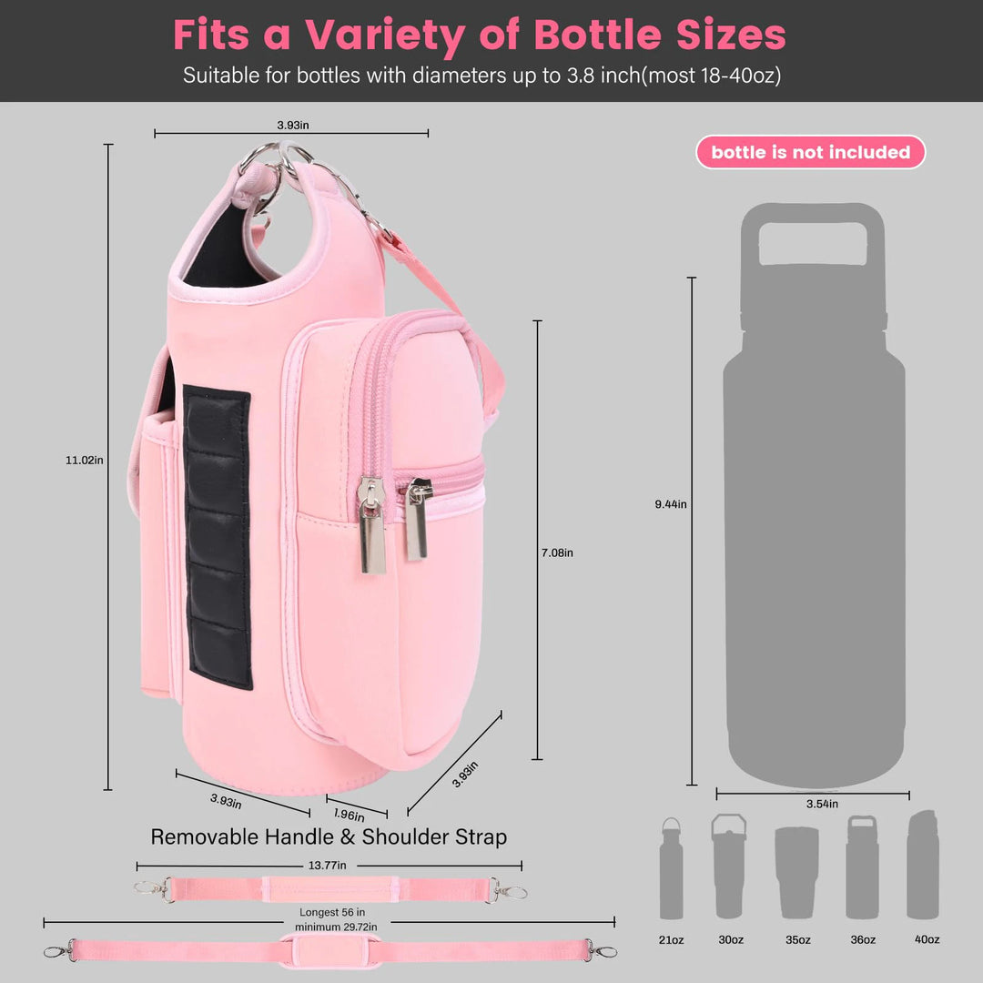 Magnetic Gym Bag Water Bottle Carrier Holder with Adjustable Shoulder Strap, 40Oz Magnets Magnetic Gym Bag Bottle Pouch Sling | Essentials