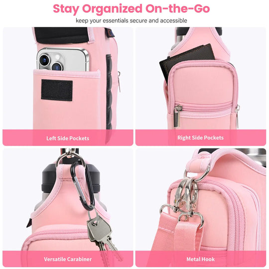 Magnetic Gym Bag Water Bottle Carrier Holder with Adjustable Shoulder Strap, 40Oz Magnets Magnetic Gym Bag Bottle Pouch Sling | Essentials