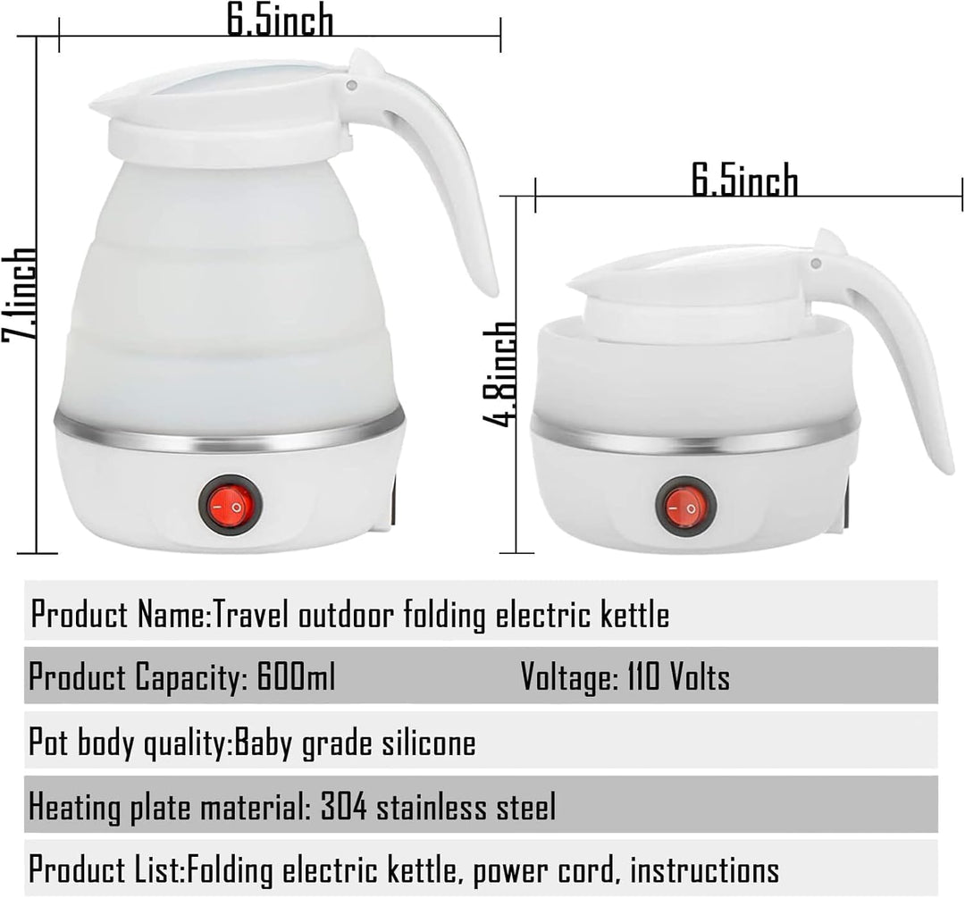 Travel Kettle Small Foldable Portable Kettle,Silicone Collapsible Tea Pot for Camping,Easy for Storage (White1) | Essentials Online Store