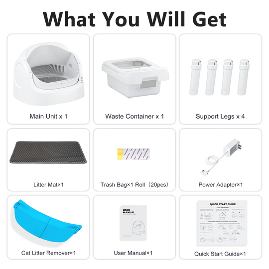 Automatic Self-Cleaning Cat Litter Box – Open-Top Design with Safety Sensors, Odor Control & Easy Waste Disposal | Essentials