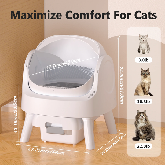 Automatic Self-Cleaning Cat Litter Box – Open-Top Design with Safety Sensors, Odor Control & Easy Waste Disposal | Essentials