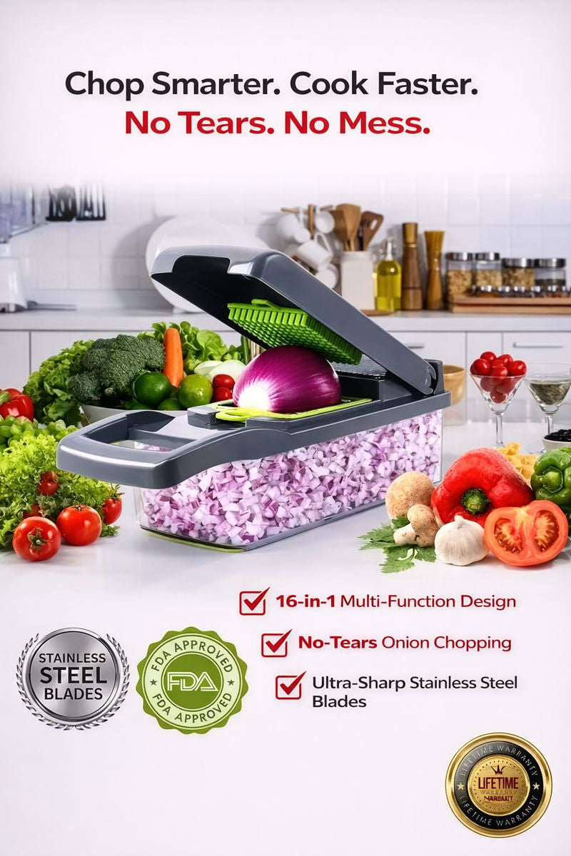 All-in-One Vegetable & Onion Chopper Pro (16-in-1)