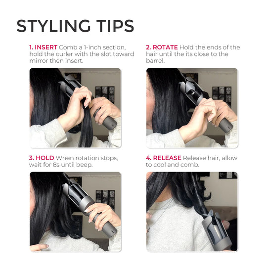 TYMO CURLPRO Automatic Curling Iron – Rotating Hair Curler for Beach Waves, Ionic & Dual Voltage, 1.25" Barrel | Essentials