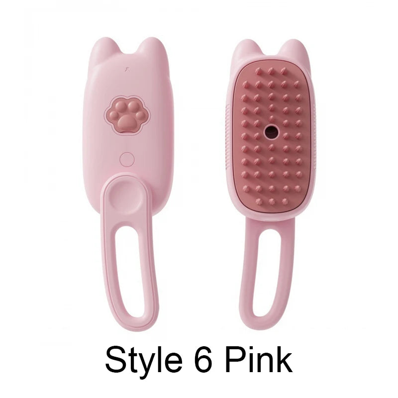 Steamy Brush Electric Spray Cat Hair Brush 3In1 Pet Hair Removal Tool 360° Rotating Handle Silicone Multifunctional Massage Comb | Essentials