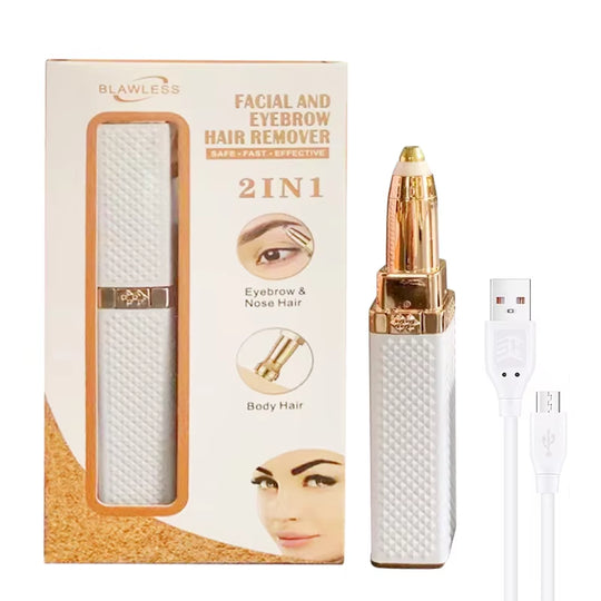 2 in 1 Women'S Electric Epilator USB Charging Portable Hair Remover Bikini Painless Shaver for Women Body Facial Eyebrow Trimmer | Essentials online  store