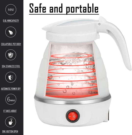 Travel Kettle Small Foldable Portable Kettle,Silicone Collapsible Tea Pot for Camping,Easy for Storage (White1) | Essentials Online Store