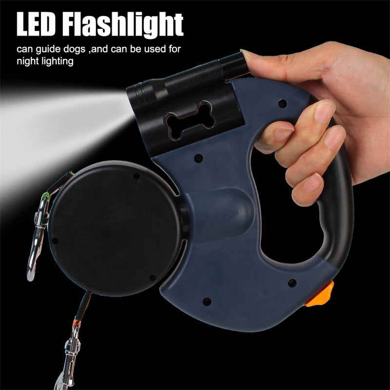 Retractable Dog Leash for Small Dogs Reflective Dual Pet Leash Lead 360 Swivel No Double Dog Walking Leash with Lights Pet Products | Essentials Online Store 